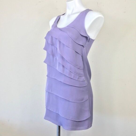 Theory Dorosa Silk Mini Dress Lavender Tiered Y2K Party Date Night Size 0 Purple - Picture 3 of 15